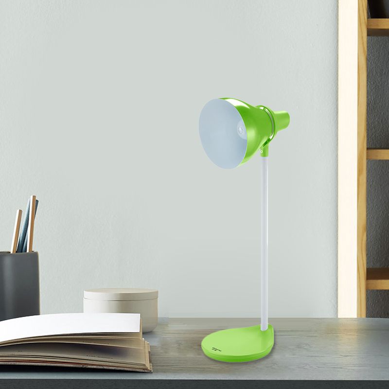 Horn Shade Bendable Reading Lamp Macaron Iron 1 Head Pink/Green Desk Light with Embedded On Off Switch