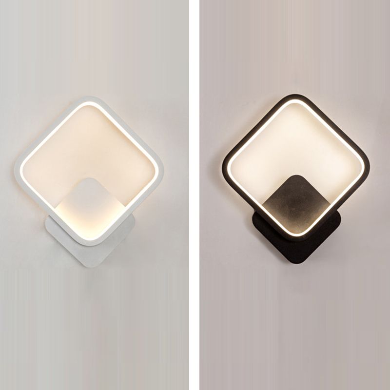 Metal Modern Wall Sconce Geometric Shape Wall Light with Acrylic Shade for Bedroom
