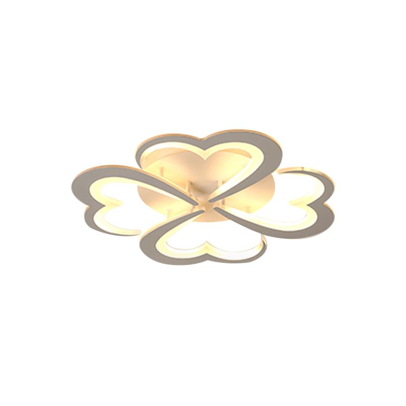 Blooming Flower Close to Ceiling Lamp Modern 4/9/12 Lights White LED Semi Flush Mount in Warm/White Light