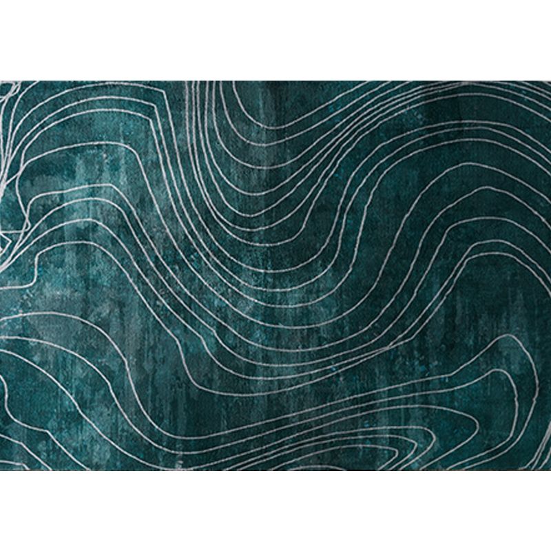 Beige and Green Parlour Rug Modernism Swirl Striped Pattern Rug Polyester Machine Washable Non-Slip Backing Area Carpet