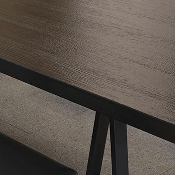 Industrial 1/2/7/9 Pieces Rectangle Dining Set Solid Wood Top Dining Table Set in Black