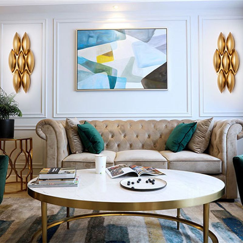 Brass Geometric LED Wall Sconce in Modern Luxury Style Wrought Iron Wall Lamp for Interior Spaces