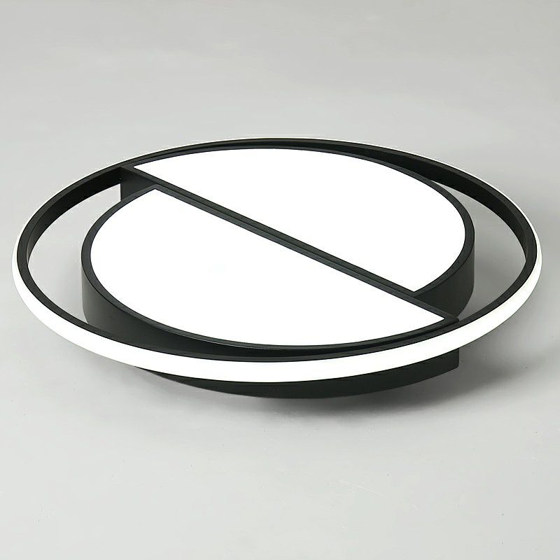 Lámpara de techo empotrada semicircular negra, luz empotrada de acrílico LED minimalista para sala de estar