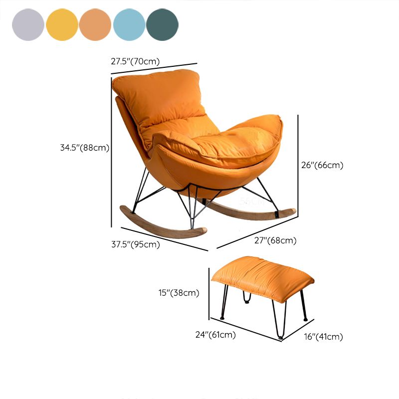 Modern Upholstered Rocker Chair Spindle Rocker Chair with Metal Frame