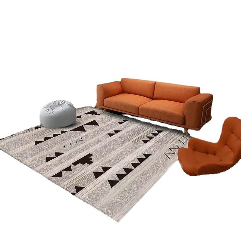 Modern Living Room Area Rug Geometric Pattern Polyester Rug Stain Resistant Easy Care Carpet