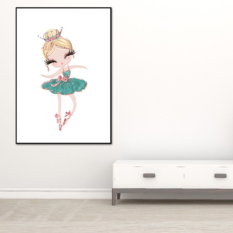 Childrens Art Canvas Print Light-Color Little Girl Dancing Wall Decor for Bedroom