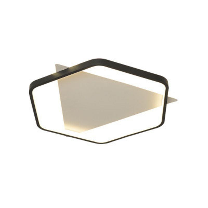 Acrylic Geometrical Flush Mount Light Fixture Modern Style LED Black-White Ceiling Lighting