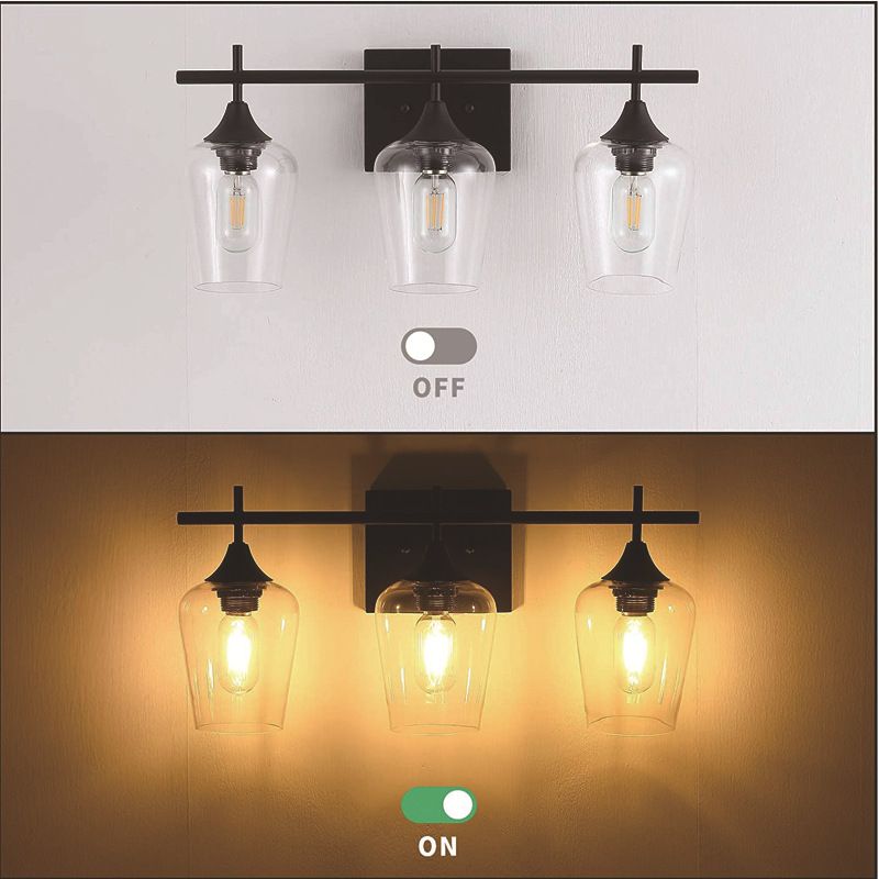 Transparente Glasbecherform Eitelkeitsspiegel Lichter Industriestil Eitelkeitsvorrichtungen für Badezimmer