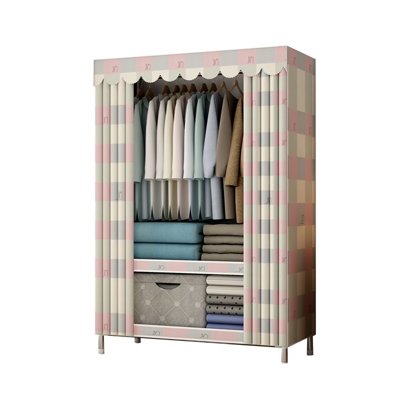 Contemporary Style Metal Wardrobe Cloth Rod Included Wardrobe Closet with Legs