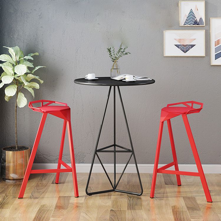 Modern Armless Backrest Counter Stool Iron Kitchen Bar Stool with Leather Cushion