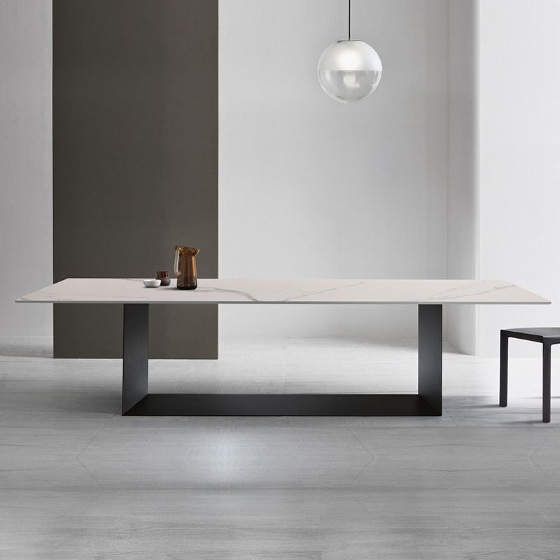 Rectangular Sintered Stone Dining Table Modern Furniture with Steel Base for Home
