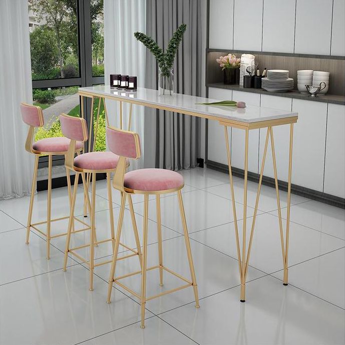 Stone Top Bar Table Traditional Luxury Rectangle Bar Table with 4 Legs