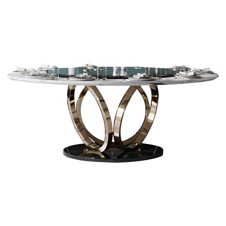 Ronde marmeren eettafel traditionele luxe eetkamercollectie met voetstukbasis
