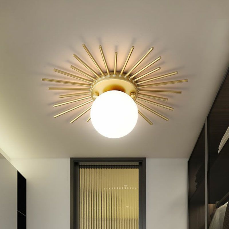 Golden Sunburst semi-inbouw eenvoudige creatieve plafondverlichting van enkel opaalglas voor foyer
