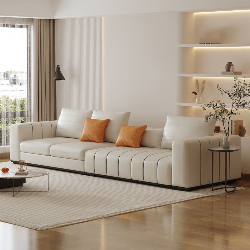 Contemporary Faux Leather Living Room Square Arm Standard Seating