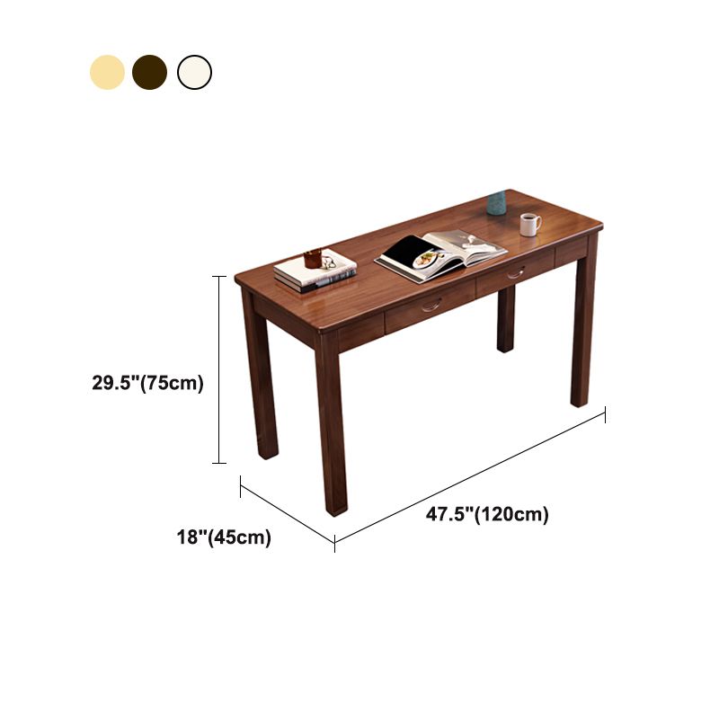 Modern Office Desk 2 Drawers Solid Wood Task Desk with 4 Legs