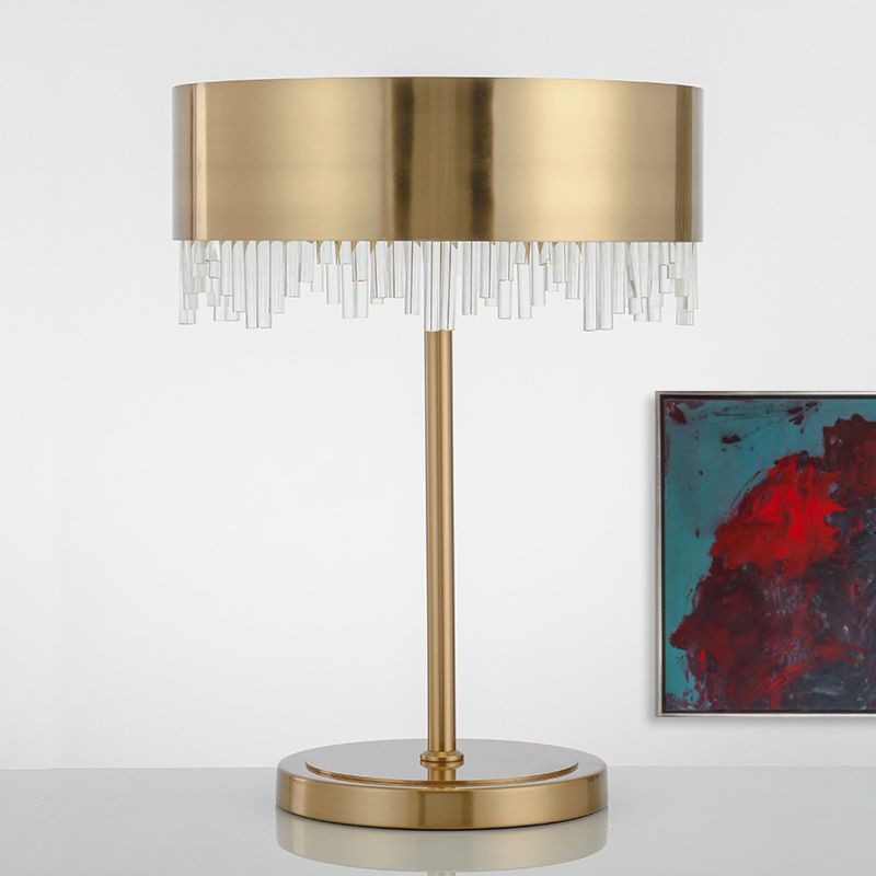 Modernista 1 scrivania cristallina a testa in oro chiaro lampada da tavolo notturno con tonalità metallica
