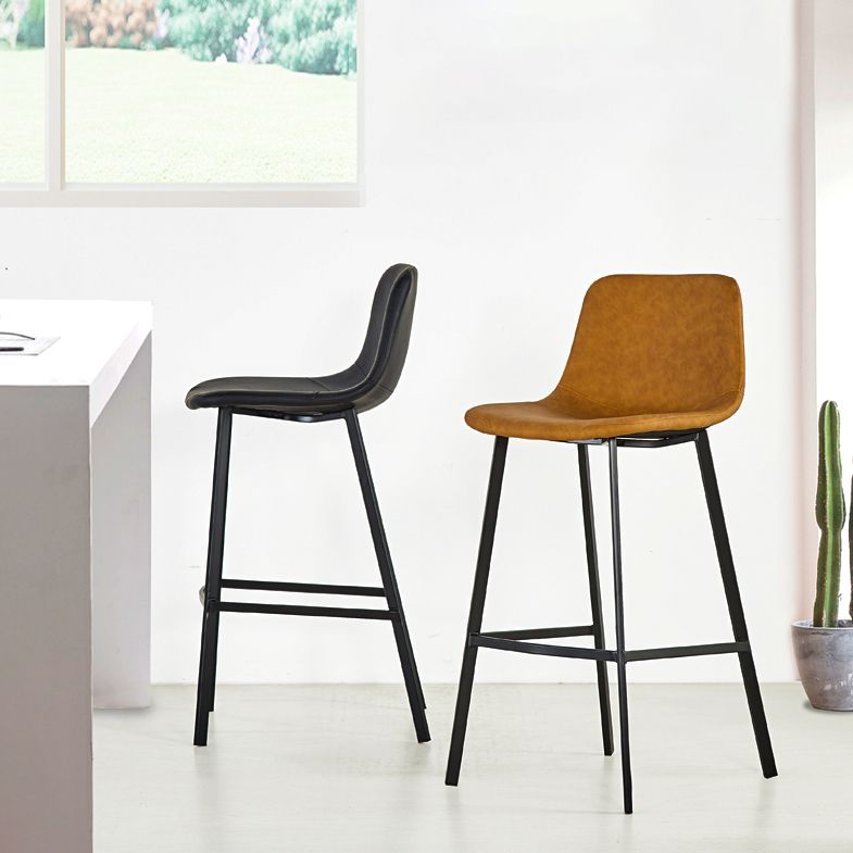 Industrial Bucket Counter Stool Leather Footrest Counter Bar Stool for Cafe