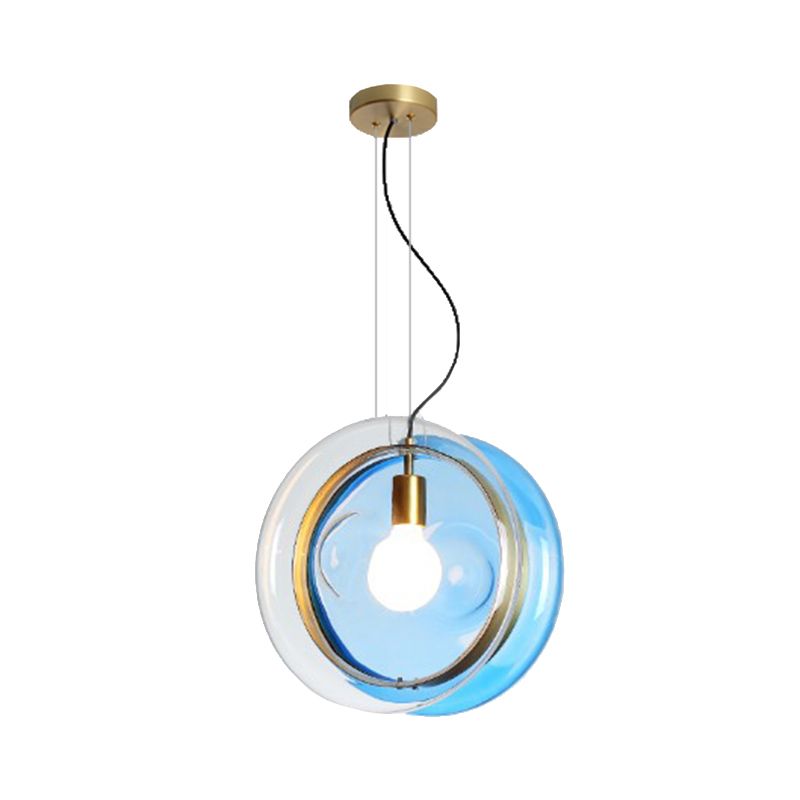 Corridor Orbit Hotel Suspension Glass Light Single Head Pendant Lampe avec bague en laiton