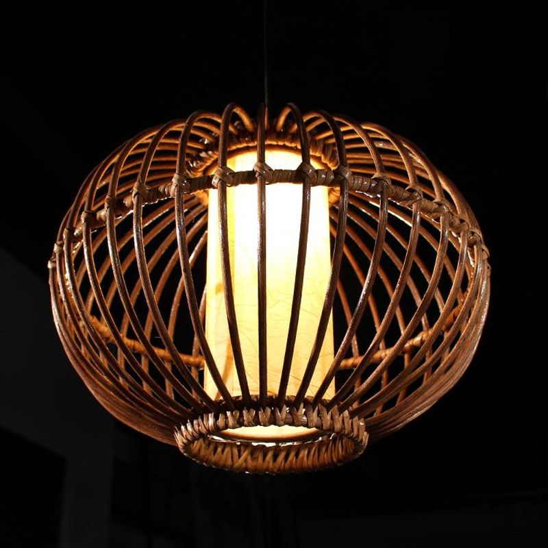 Colgante de suspensión global/pera de bambú contemporáneo 1 cabeza marrón marrón luz colgante de techo