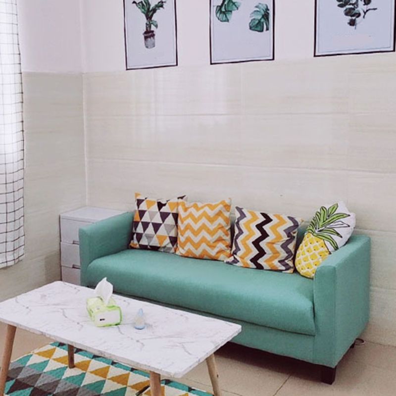 3-Seater Single Cushion Sofa Scandinavian Linen Sofa with 3 Pillows