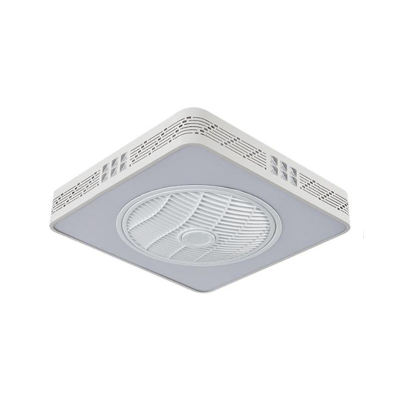 Éventail de ventilateur en acrylique linéaire / arbre LED SIMPLE LED CHAMBRE SEMI FUX FUX MONT ARMILATION EN BLANC avec 3 lames, 21,5 "W
