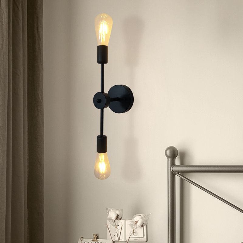 Black Modern Metal Wall Sconce Cylinder Shape Vanity Lamp for Bathroom