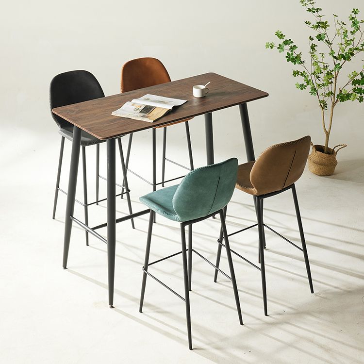 Modern Style Backrest Metal Counter Stool with Leather Cushion