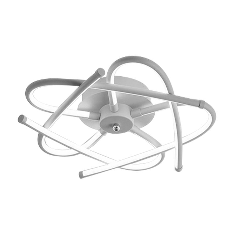 Twisted Flush Lighting Modernist Acrylic Black/Grey Led Flush Mount Ceiling Lamp Fixture in White/Warm Light, 18"/25.5"/31.5" Wide