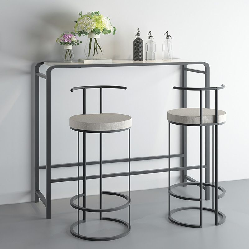 Contemporary Upholstered Counter Stool Bar-height Bar Stool with Metal Base