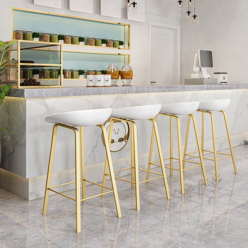 Modern Armless Backrest Counter Stool Iron Cafe Bar Stool with Acrylic Seat