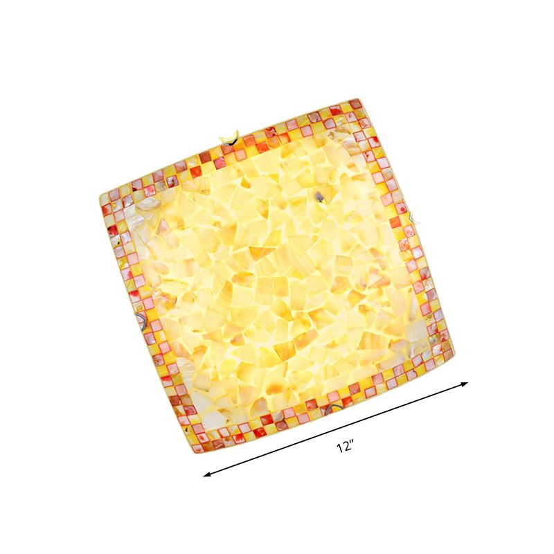 Plafonnier convexe en verre teinté de 40,6 cm/30,5 cm de largeur, plafonnier encastré de style Tiffany pour chambre à coucher, beige