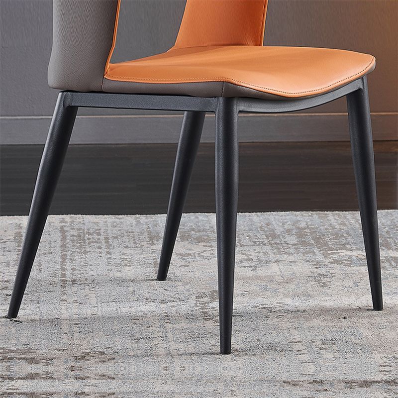 Metal Base Dining Chair Modern Style Faux Leather Arm Dining Chairs
