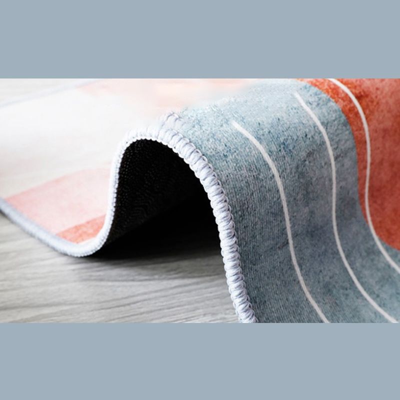 Pink Modern Rug Polyester Color Block Area Rug Non-Slip Backing Rug for Living Room