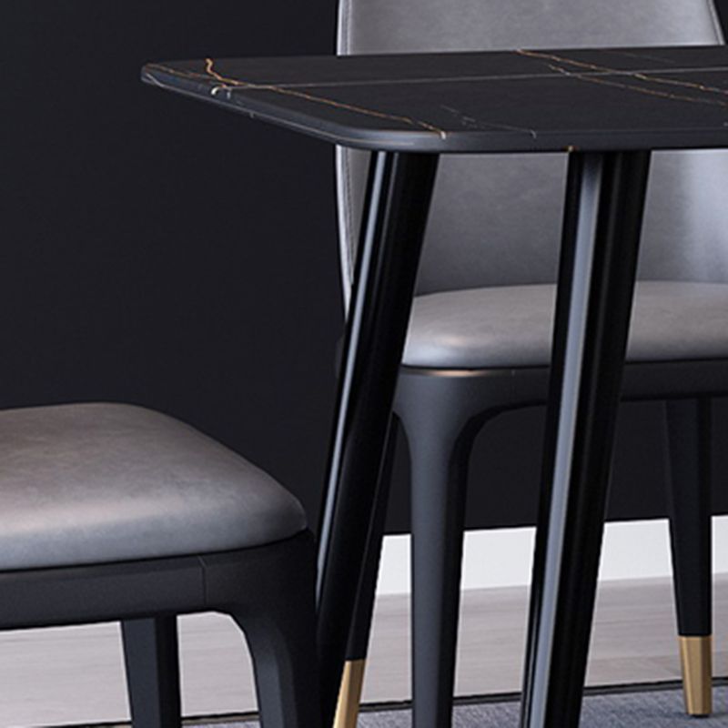 Industrial Sintered Stone Dining Table Rectangle Table with 4 Legs