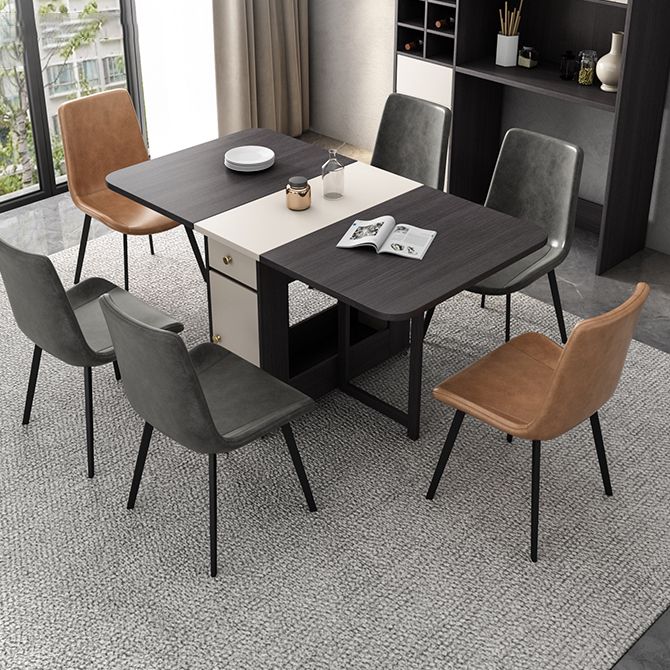 Mid-Century Modern Dining Room Table Drop-Leaf Table with Ash Solid Wood Base,59"L x 29.1"H