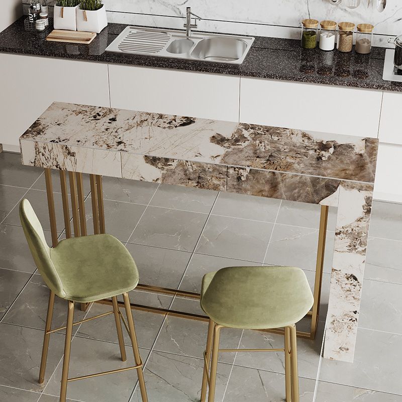 1/3 Pieces Glam Rectangle Sintered Stone Counter Table with High Stools