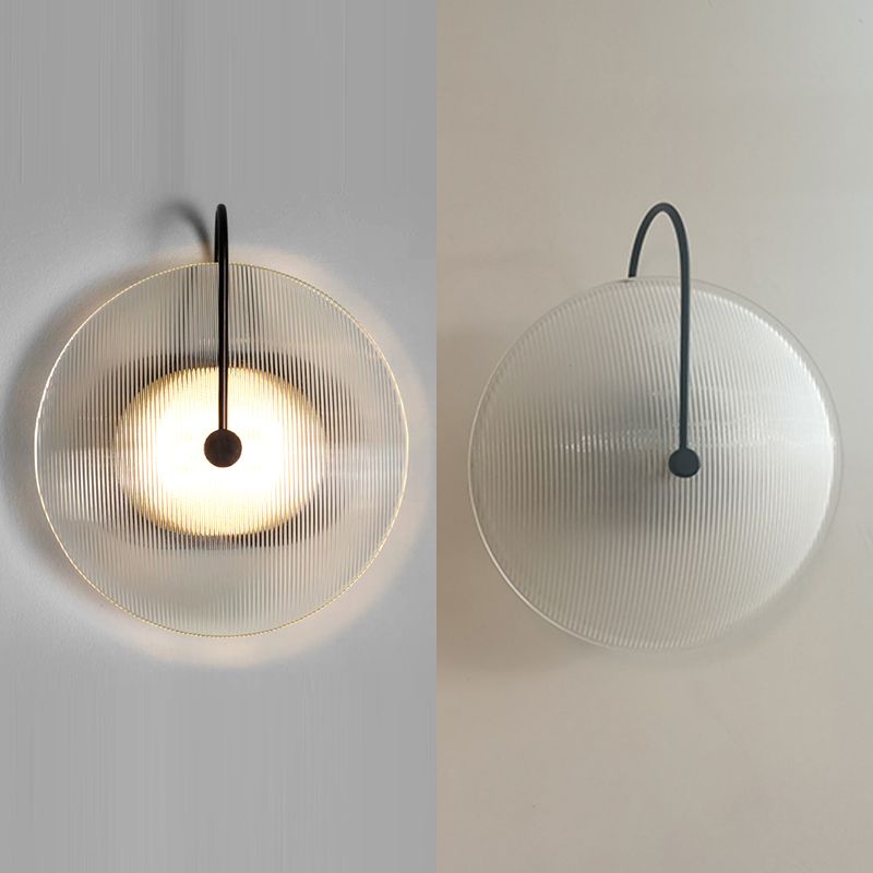 Round Sconce Light Fixtures Modern 1-Light Wall Mounted Lamp with Grass Shade