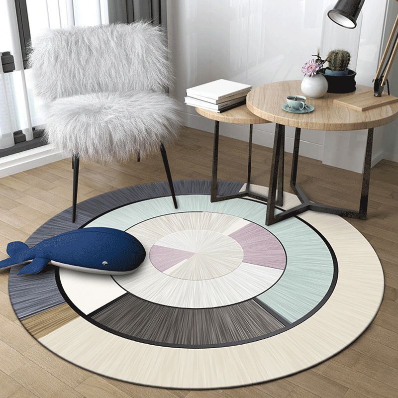 Pastel Dorm Room Rug Nordic Geometric Shapes Area Carpet Polypropylene Non-Slip Backing Indoor Rug