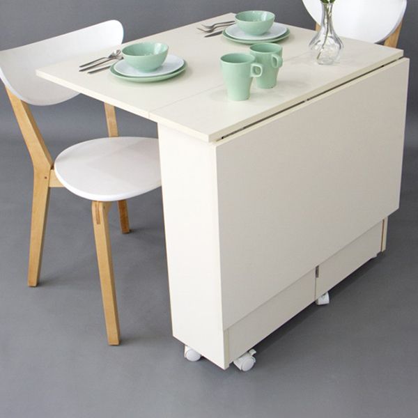 Mesa de madera de madera plegable artificial Mesa rectángulo extensible con base de caballete de almacenamiento