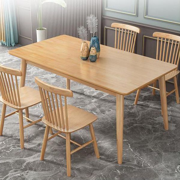 Rectangle Modern Wood Table Standard Height Table Dining Table with 4 Legs