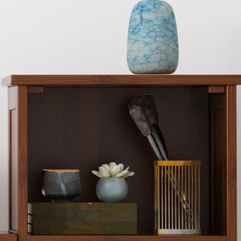 Contemporary Bedroom Wooden Storage Chest Vertical Chest in Brown with Drawers