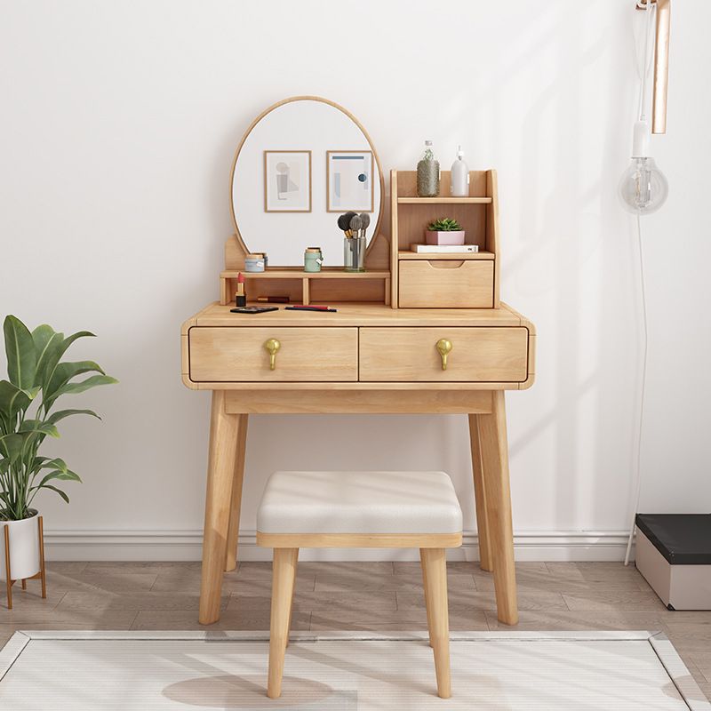 Traditional Vanity Dressing Table Set Solid Wood Vanity Makeup Table Set with Mirror