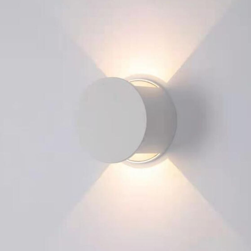 Hoop Shape Wall Light Modern Style Metal 2 Lights Sconce in Black/White