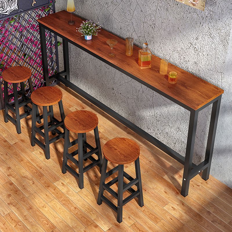 Industrial Style Bistro Bar Desk Wood Rectangle Pub Table for Cafe