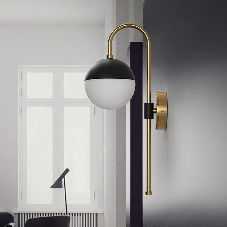 Glass Black and Gold Wall Lamp in Modern Simplicity Iron Globe Wall Light for Interior Spaces