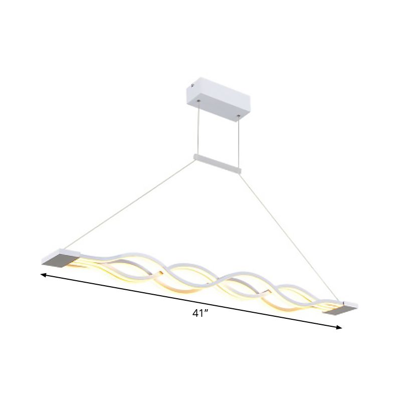 Wavy Line Island Lighting Ideas Minimalism Acrylic LED White Ceiling Pendant in Warm/White Light