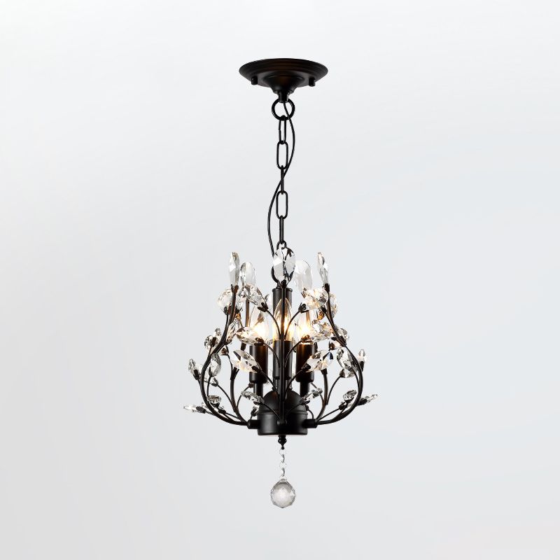 Ramas Sala de estar Hanging Chandelier Cristal de estilo tradicional Luz de lámpara de araña negra