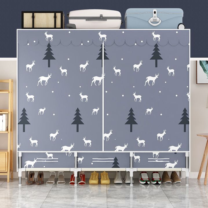 Steel Frame Wardrobe Cabinet Modern Style Wardrobe Armoire with Drawer