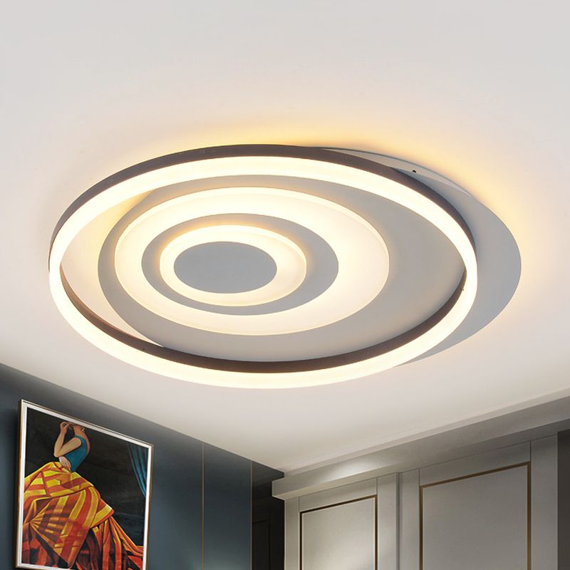 Black Ripple Flush Mount Lighting Contemporary Acrylic LED Ceiling Light Fixture for Bedroom